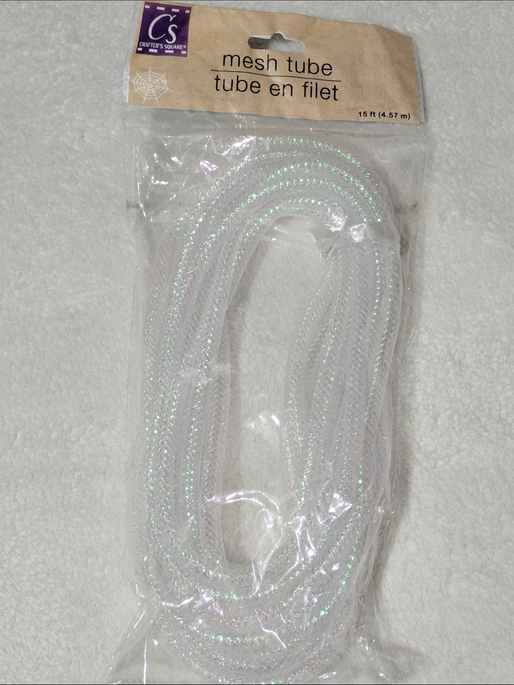 Iridescent White Deco Mesh Tubing